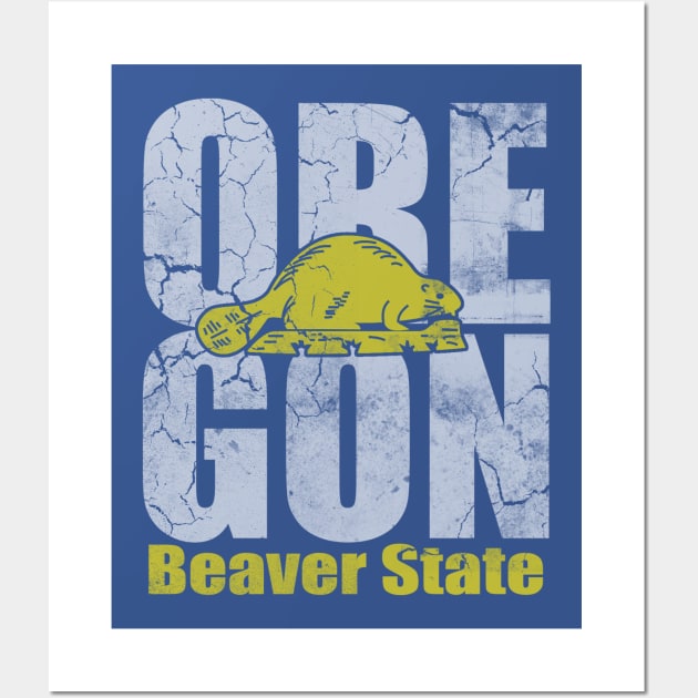 Vintage Oregon Beaver State Wall Art by E